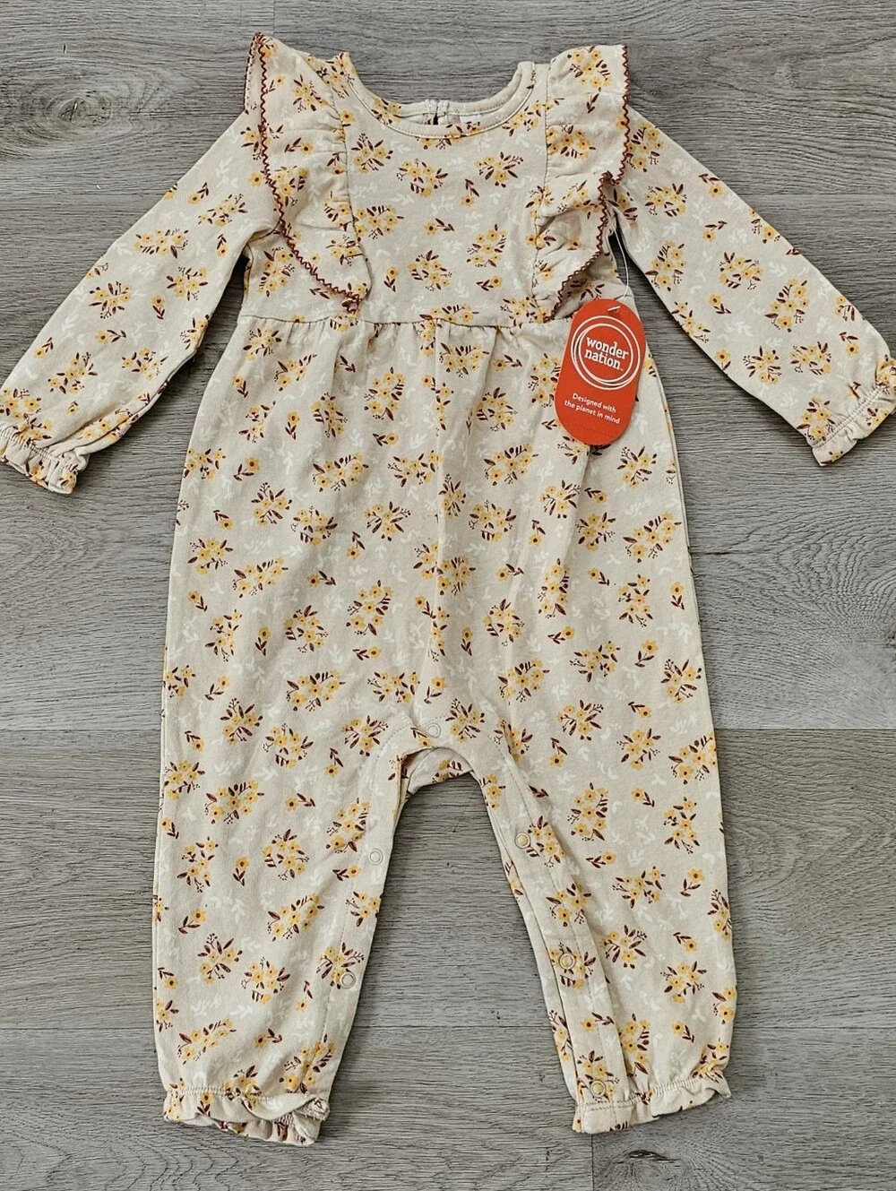Wonder Nation Toddler Girls Floral Ruffle Romper Jumpsuit 24M